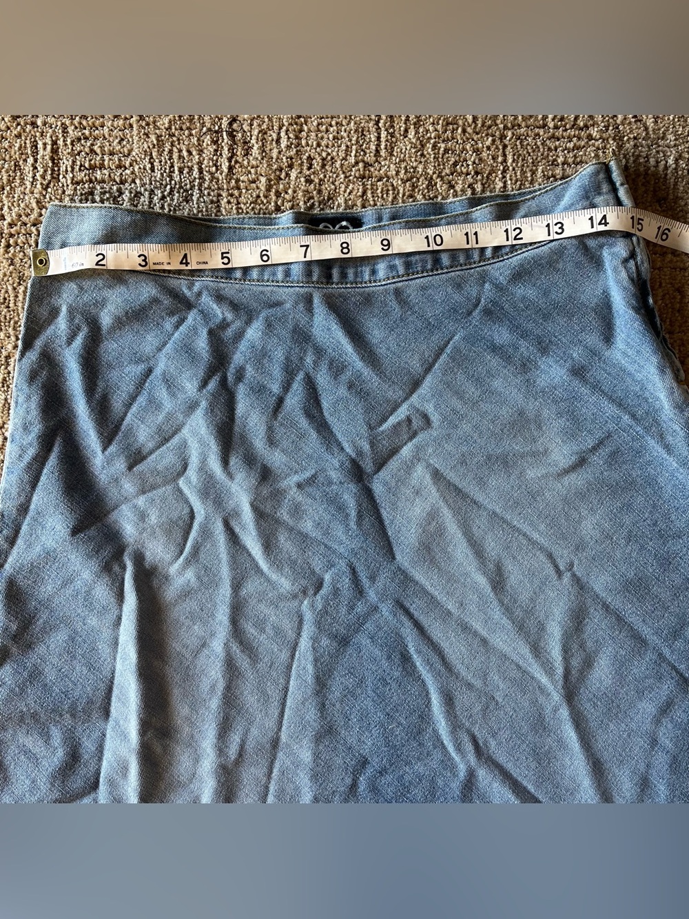 Y2K vintage XOXO Blue Asymmetrical thin denim chambray Skirt - Picture 7 of 8